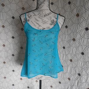 EUC Forever 21 Sheer Blue Bird Tank S
